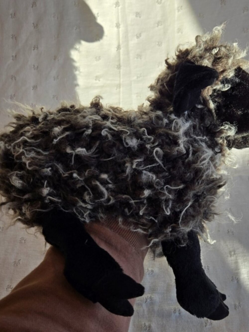 Folkmanis Puppets Plush Stuffed Animal Black Sheep Toy - Black and Grey